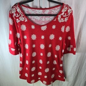 Cato womens short-sleeved pullover top size large in red